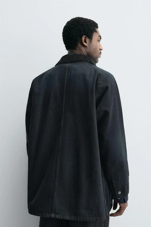 Джинсовая куртка с комбинированным воротником- Заказать в России