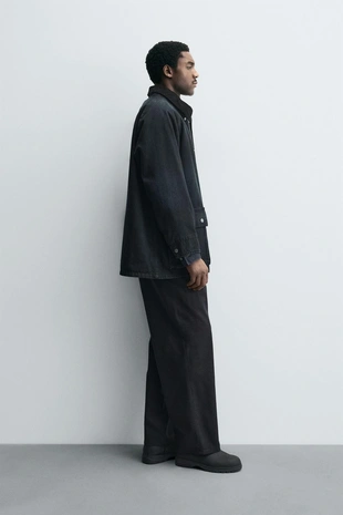 Джинсовая куртка с комбинированным воротником- Заказать в России