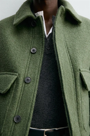 Куртка из смесовой шерсти с карманами- Заказать в России