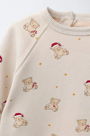 Ecru | 4174/738/712 - Zara Комплект из толстовки и брюк-джоггеров с медвежатами