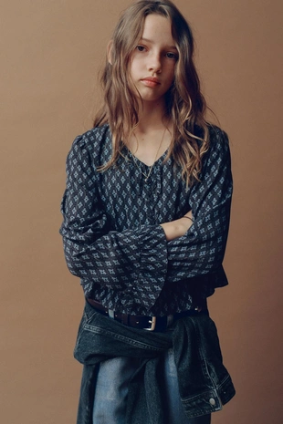 Купить Zara Рубашка с цветочным принтом и блёстками