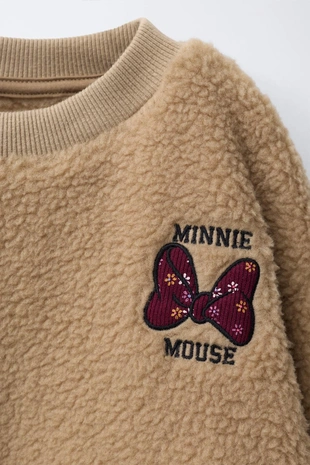 Light beige | 2878/591/052 - Zara Толстовка из овчины с вышивкой MINNIE MOUSE © DISNEY