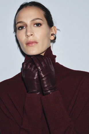 Длинные перчатки из 100% кожи- Заказать в России