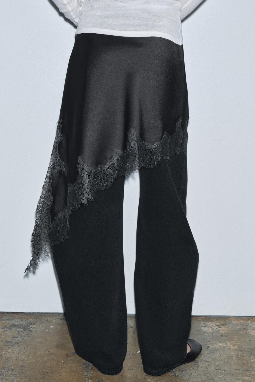 АТЛАСНАЯ ЮБКА С КРУЖЕВОМ — ZW COLLECTION