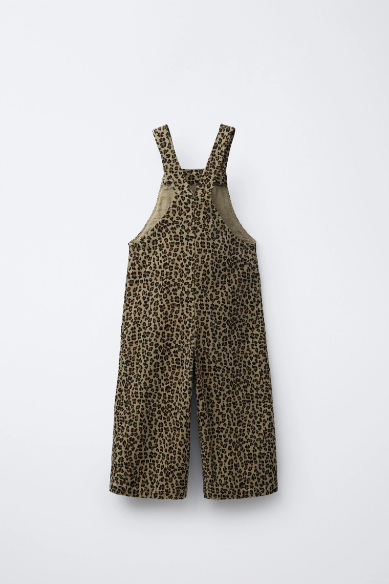 Комбинезон с животным принтом из тонкого вельвета