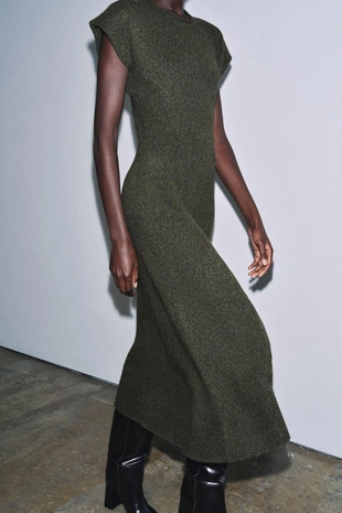 Длинное трикотажное платье- Заказать в России