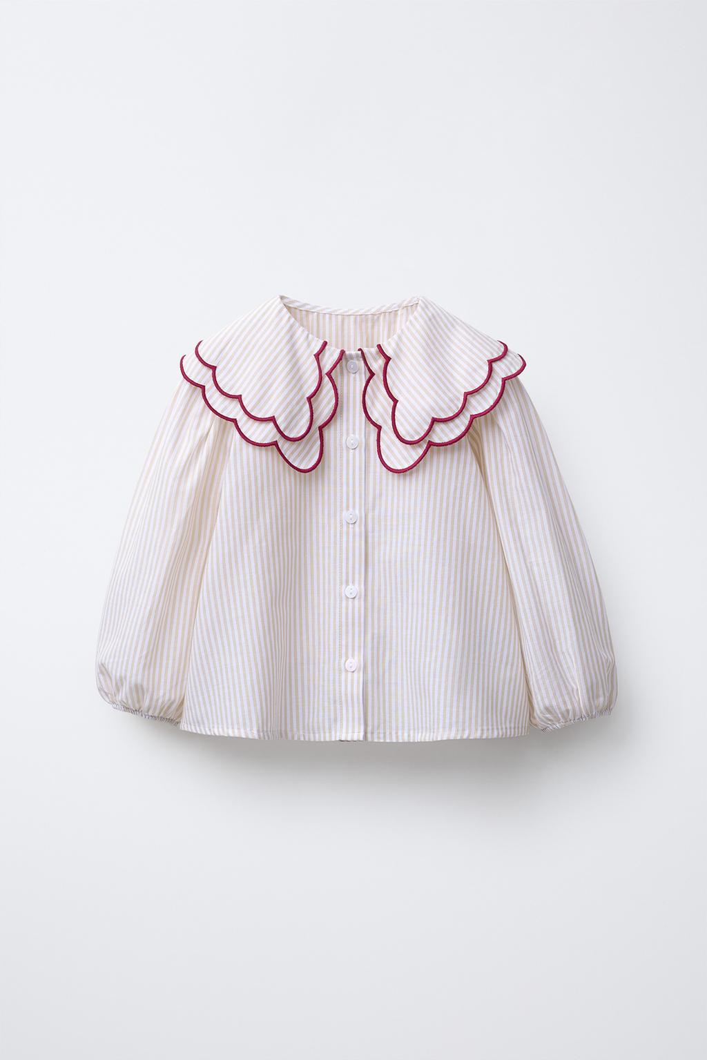 РУБАШКА В ПОЛОСКУ С ДВОЙНЫМ ВОРОТНИКОМ