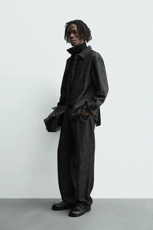 Джинсовая рубашка с эффектом потертости- Заказать в России