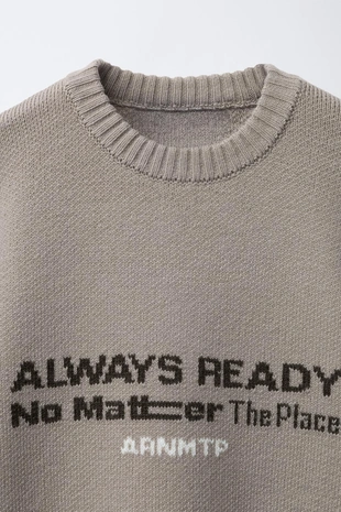 Sand | 5536/777/711 - Zara Вязаный джемпер с текстовым принтом