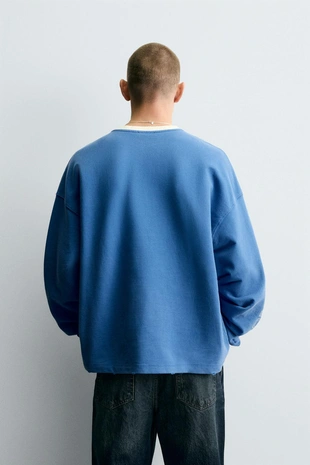 Light blue | 6224/543/406 - Zara Футболка с принтом и эффектом потертости