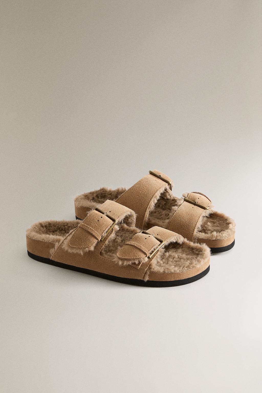 Сандалии из натуральной разделанной кожи с двойной пряжкой