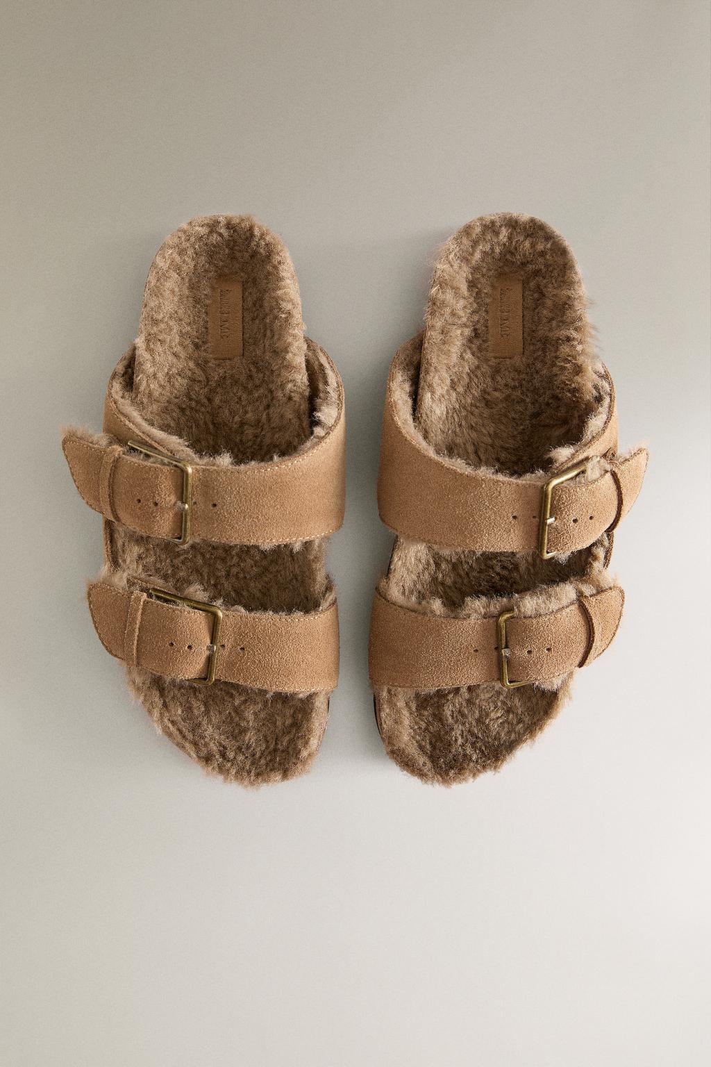 Сандалии из натуральной разделанной кожи с двойной пряжкой