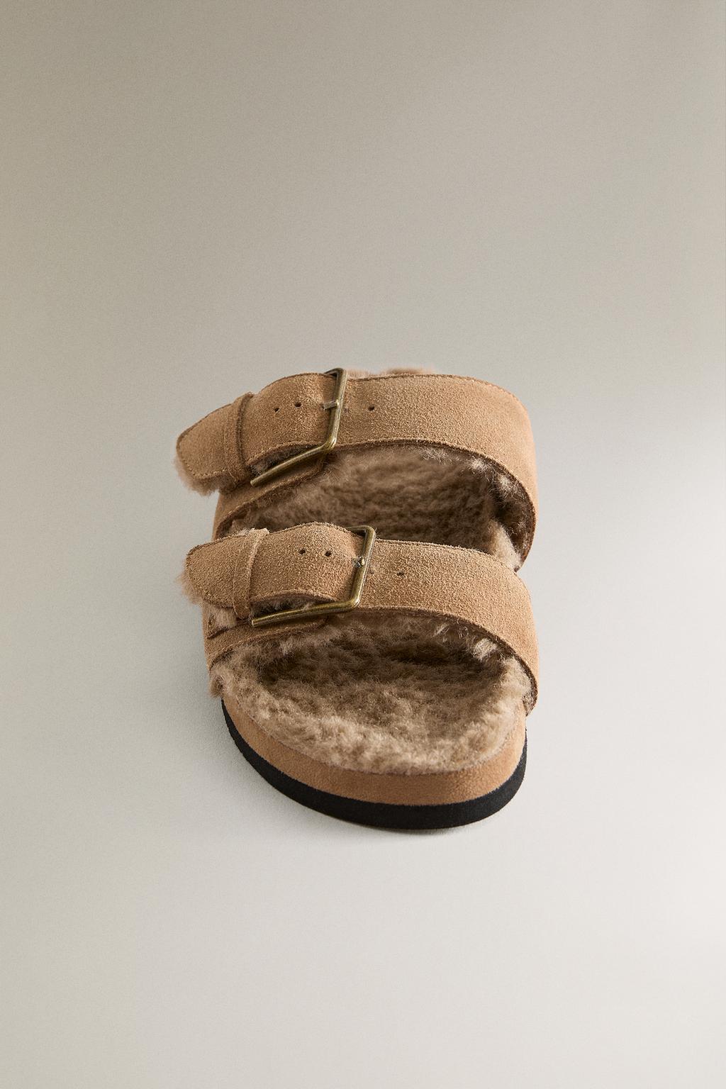 Сандалии из натуральной разделанной кожи с двойной пряжкой