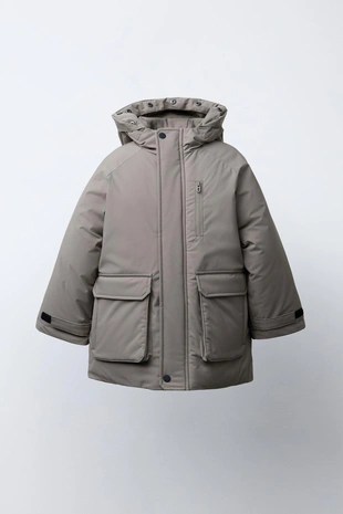 Купить Zara Парка с капюшоном и съемным искусственным мехом WATER REPELLENT