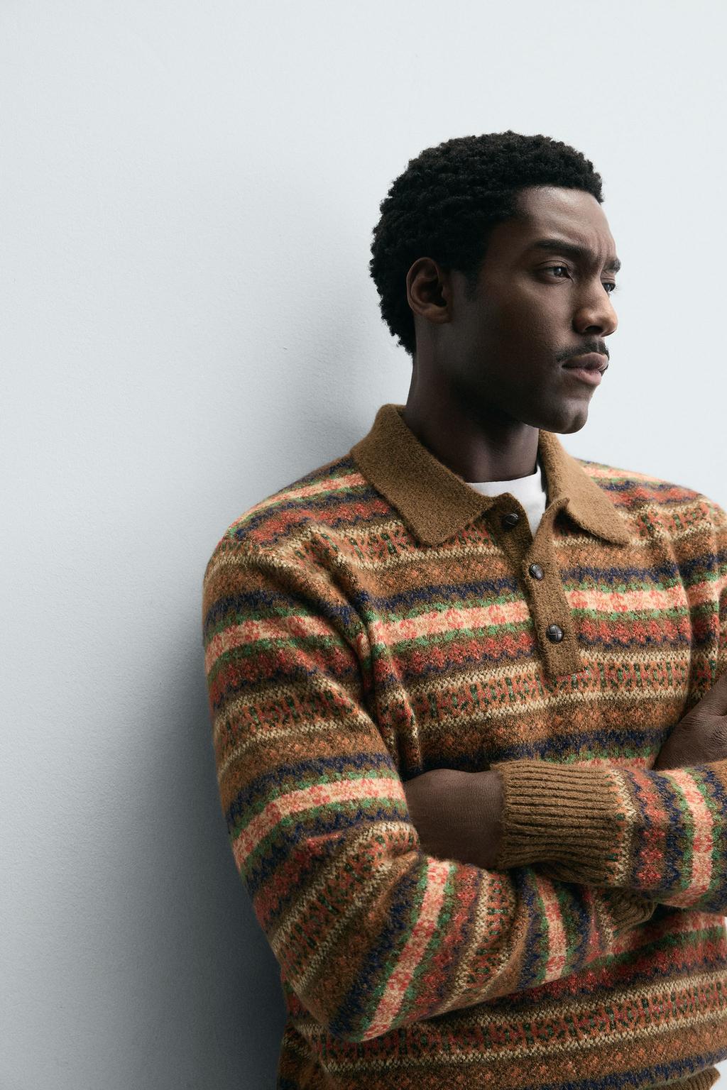 ТРИКОТАЖНОЕ ПОЛО ЖАККАРДОВОЕ ГЕОМЕТРИЧЕСКОЕ