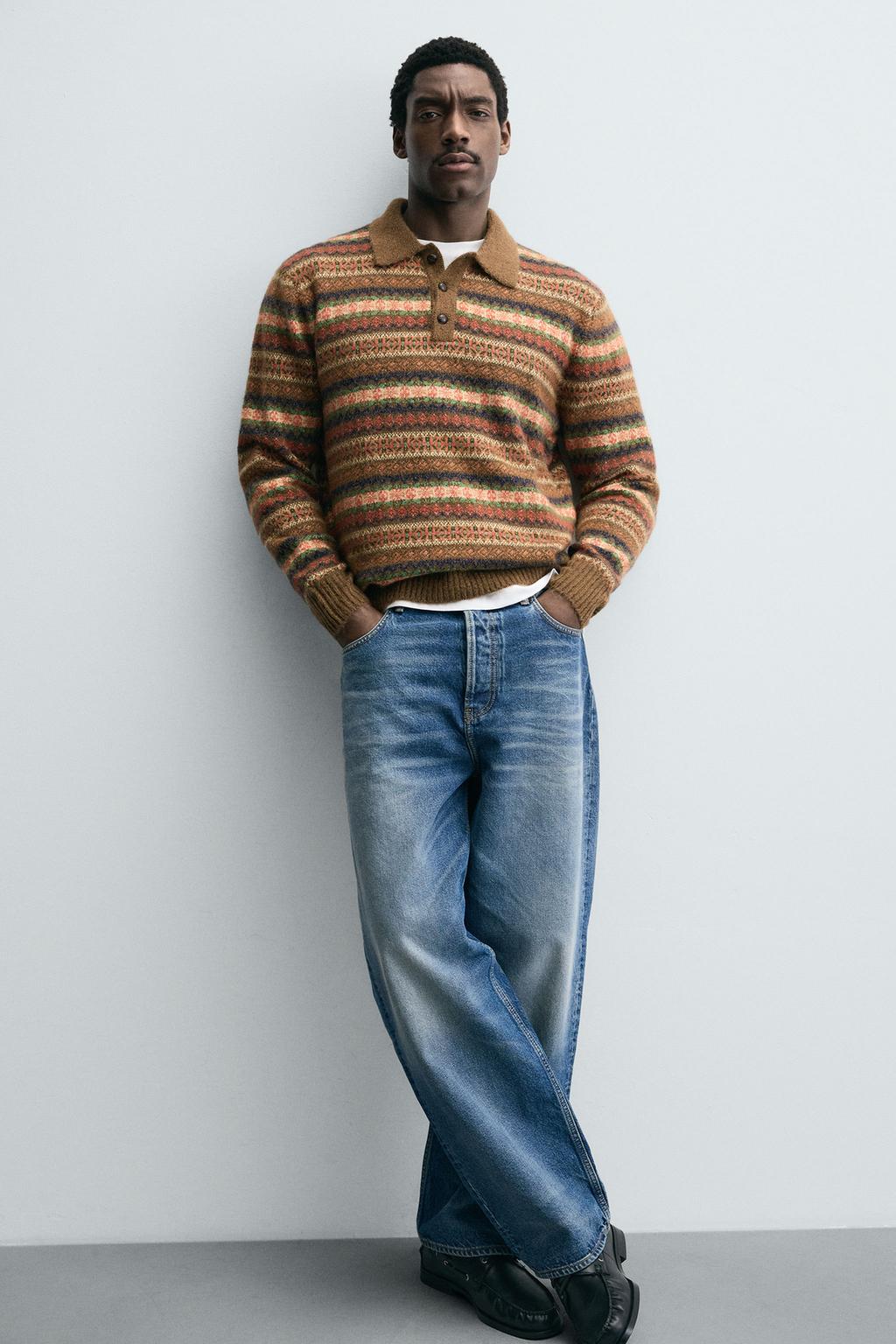 ТРИКОТАЖНОЕ ПОЛО ЖАККАРДОВОЕ ГЕОМЕТРИЧЕСКОЕ