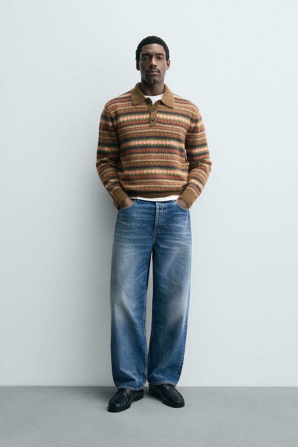 ТРИКОТАЖНОЕ ПОЛО ЖАККАРДОВОЕ ГЕОМЕТРИЧЕСКОЕ