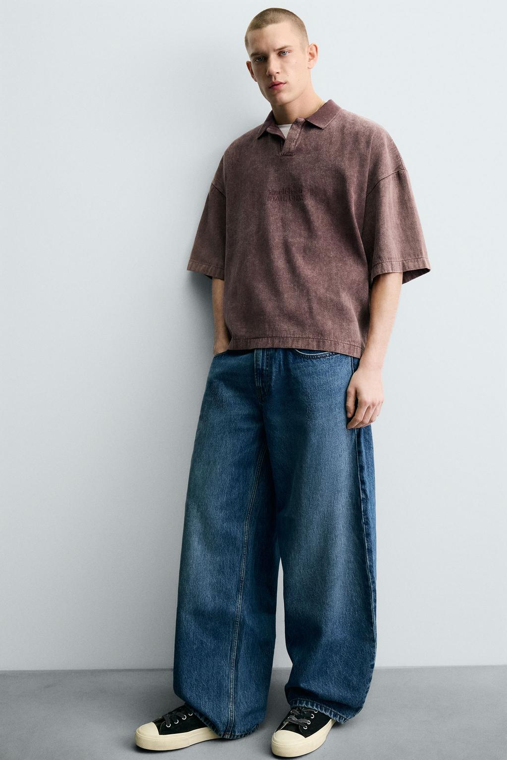 ПОЛО ИЗ РЕЛЬЕФНОЙ ТКАНИ С ЭФФЕКТОМ ПОТЕРТОСТИ