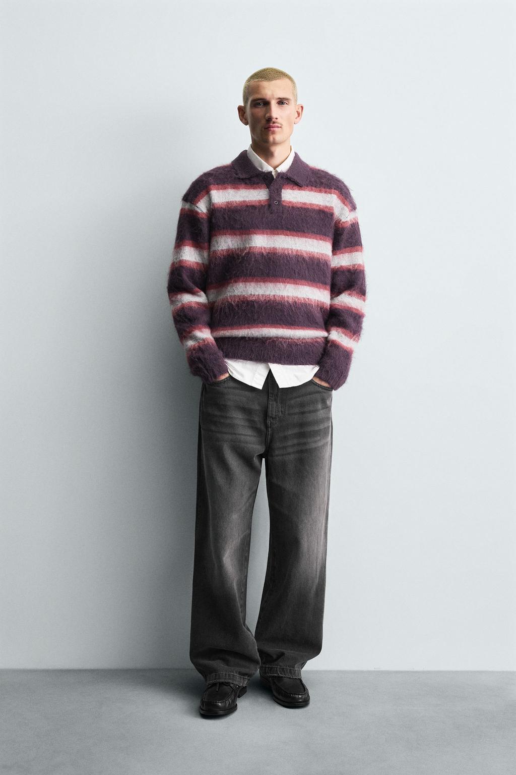 ТРИКОТАЖНОЕ ПОЛО В ПОЛОСКУ С НАЧЕСОМ