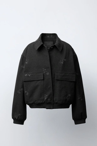 Купить Zara Бомбер с вышивкой «цветы»