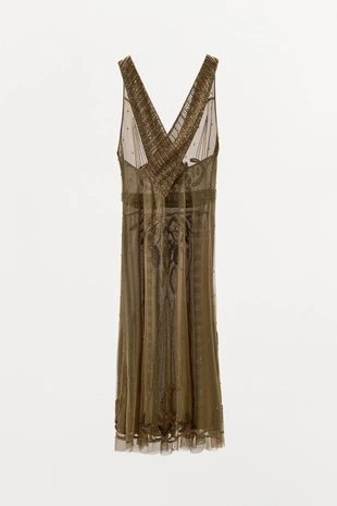 Платье из полупрозрачной ткани с вышивкой и бусинами- Заказать в России