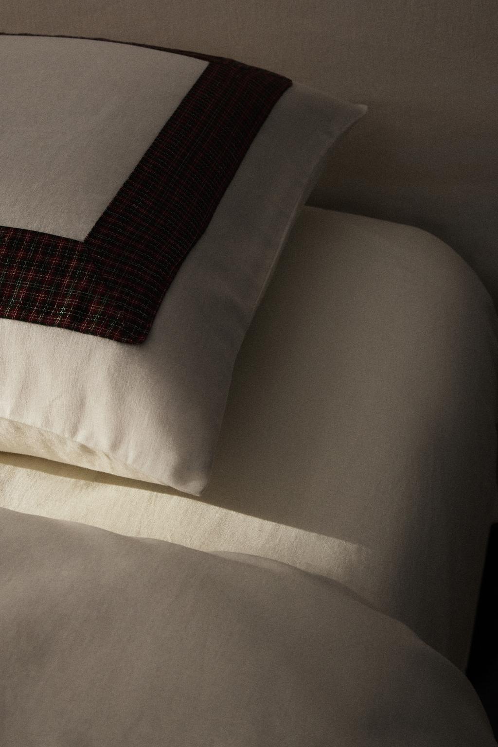 Рождественский прослоченный льняной и хлопковый простынь | 30 см высота