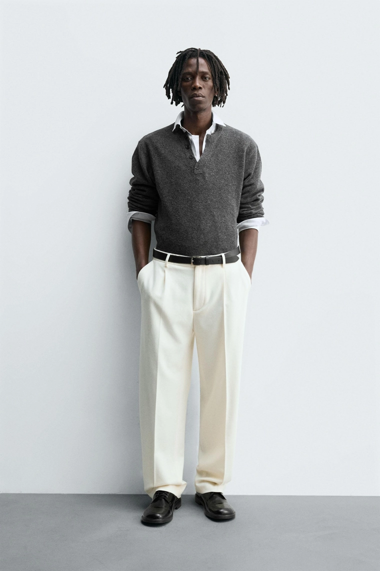 Поло из вязаного полотна с пуговицами