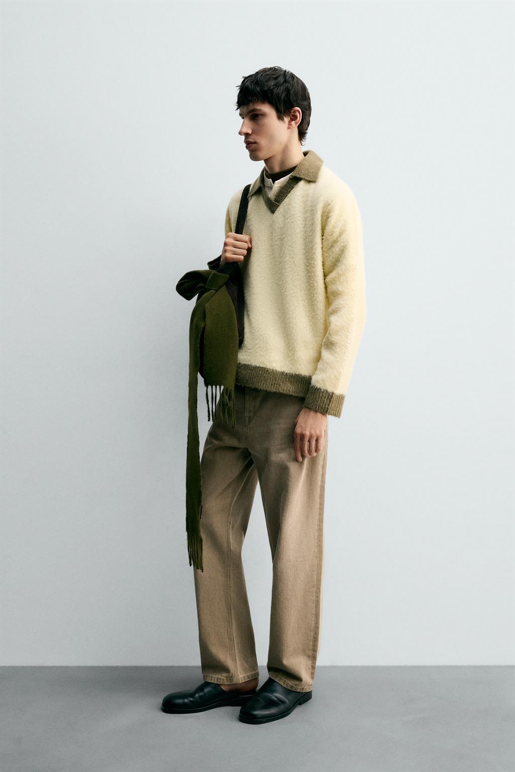 ПОЛО ИЗ ТРИКОТАЖА С КОНТРАСТНЫМИ ЭЛЕМЕНТАМИ И ШЕРСТЬЮ