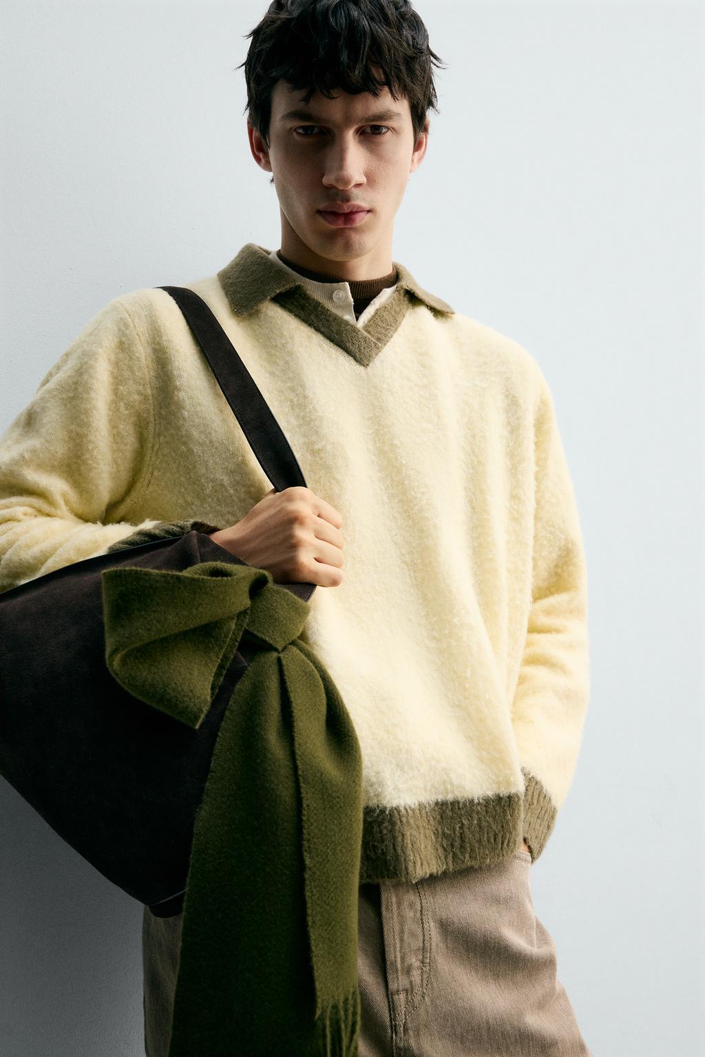 ПОЛО ИЗ ТРИКОТАЖА С КОНТРАСТНЫМИ ЭЛЕМЕНТАМИ И ШЕРСТЬЮ