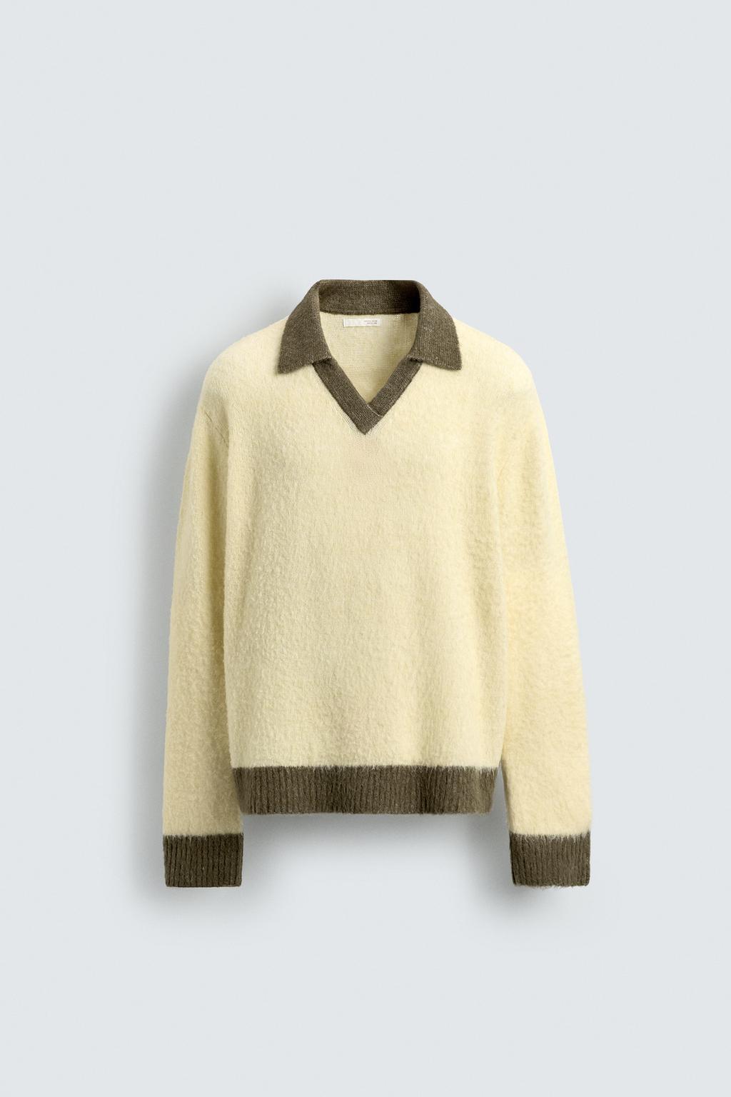 ПОЛО ИЗ ТРИКОТАЖА С КОНТРАСТНЫМИ ЭЛЕМЕНТАМИ И ШЕРСТЬЮ