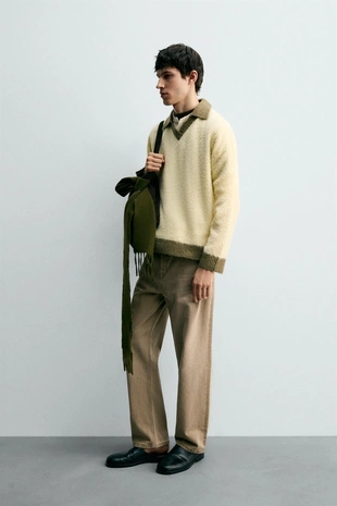 Поло из трикотажа с контрастными элементами и шерстью- Заказать в России