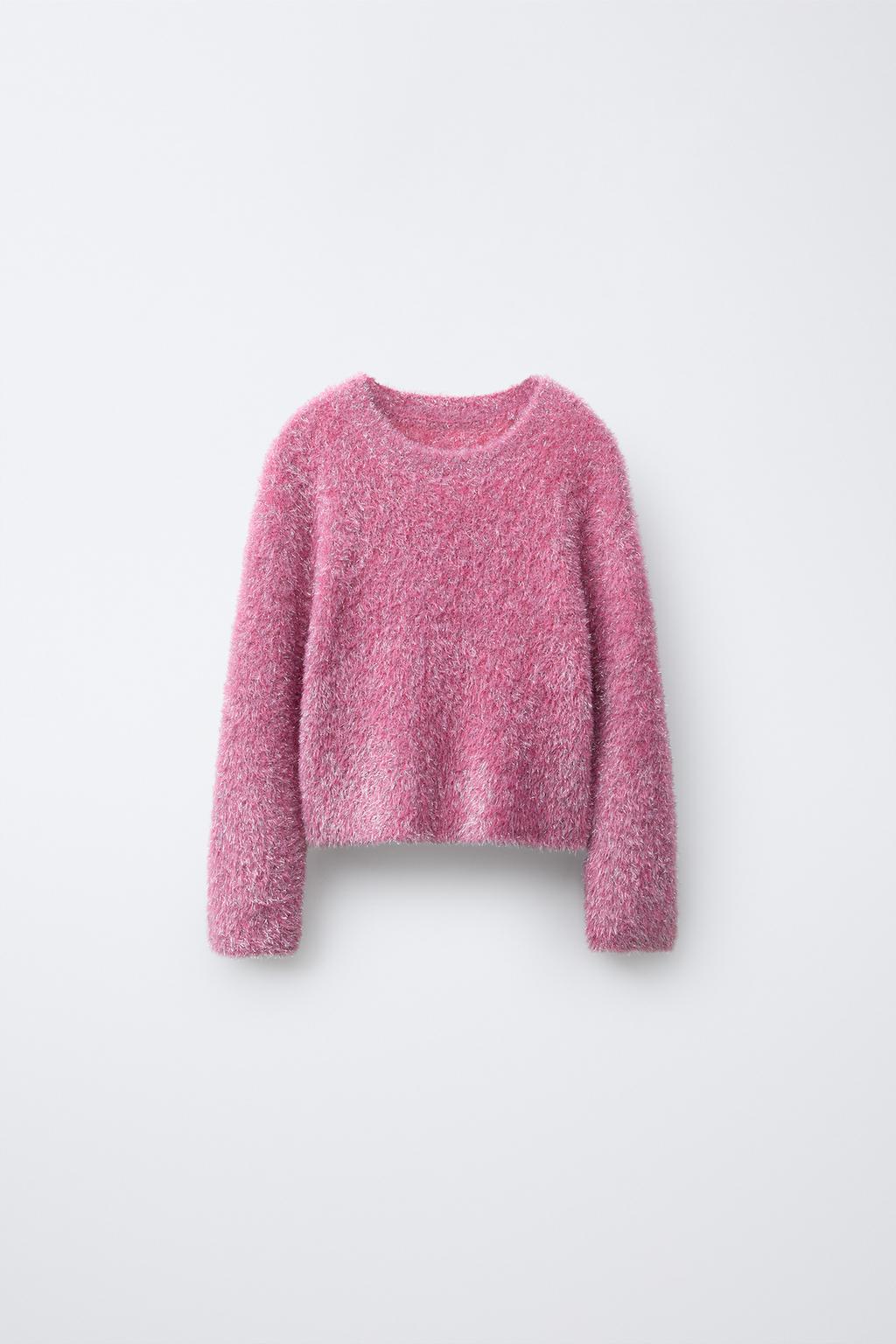 СВИТЕР ИЗ ВОРСИСТОГО ТРИКОТАЖА С БЛЕСТКАМИ