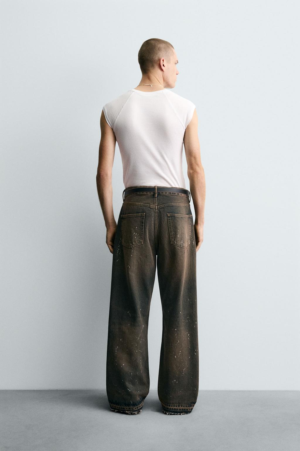 ДЖИНСЫ СВОБОДНОГО КРОЯ С БРЫЗГАМИ