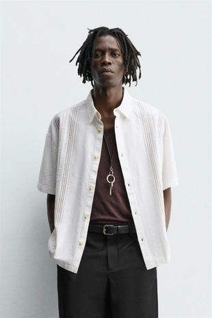 Купить Zara Рубашка с вышивкой из хлопка и льна