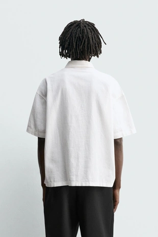 White | 7200/373/250 - Zara Рубашка с вышивкой из хлопка и льна