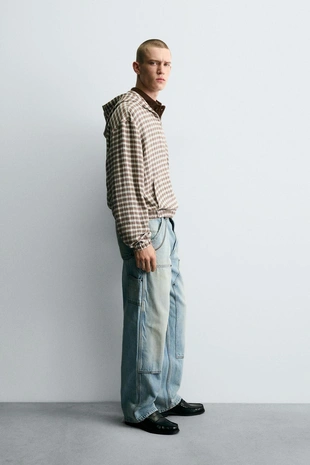 Куртка-рубашка в клетку с капюшоном- Заказать в России