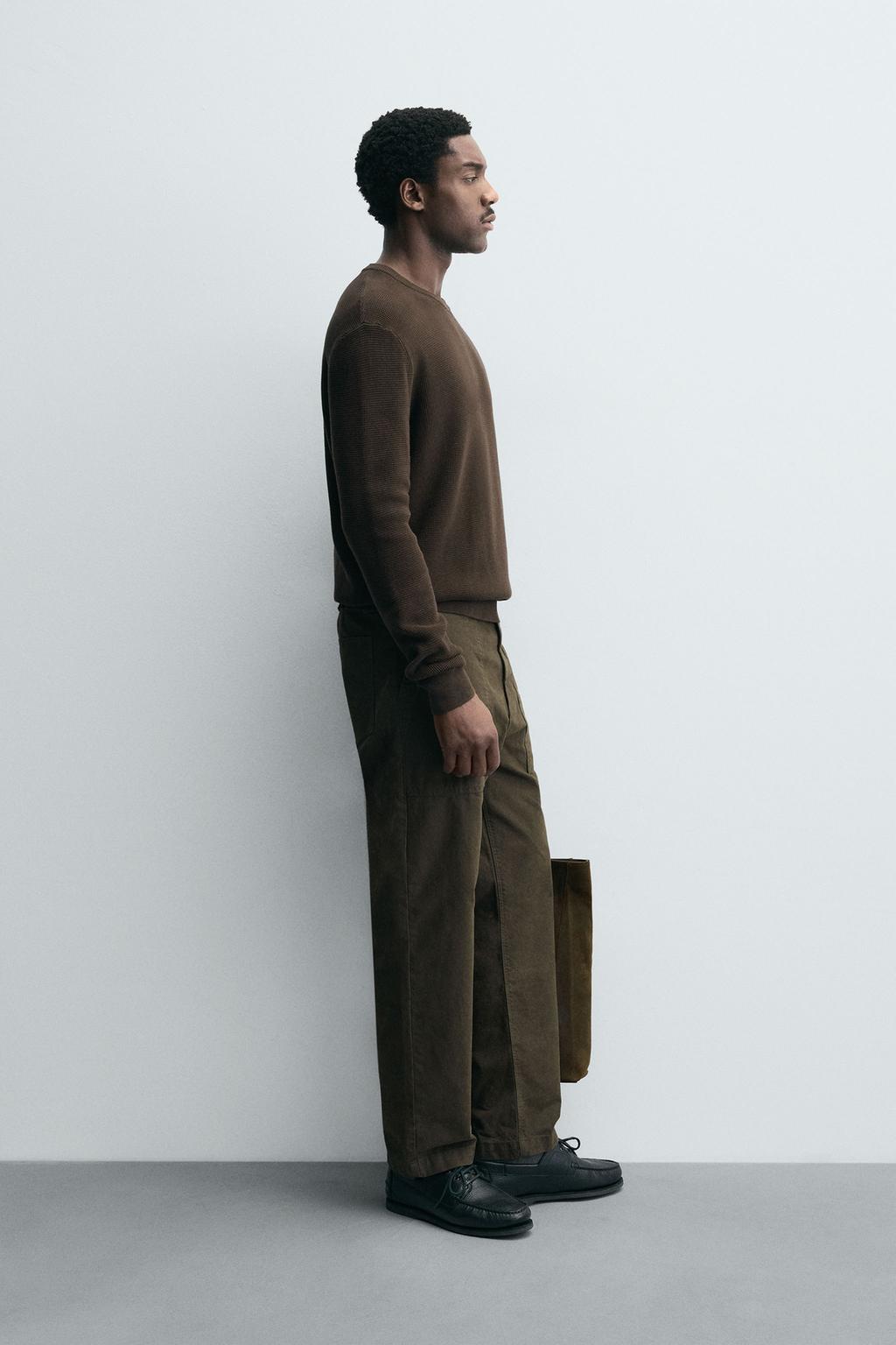 СВИТЕР КЛАССИЧЕСКОГО КРОЯ ВАФЕЛЬНОЙ ВЯЗКИ