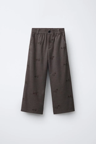 Купить Zara Мягкие брюки BARREL с вышивкой цветов