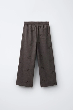 Brown / Taupe | 6902/650/737 - Zara Мягкие брюки BARREL с вышивкой цветов