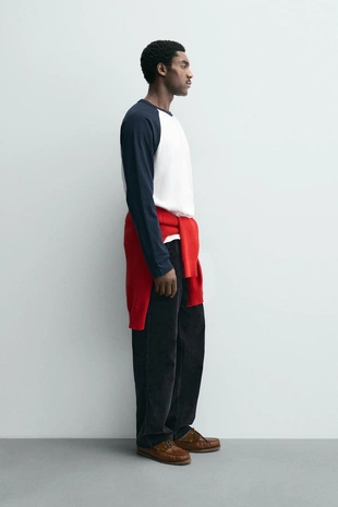 Футболка колор-блок с рукавами реглан- Заказать в России