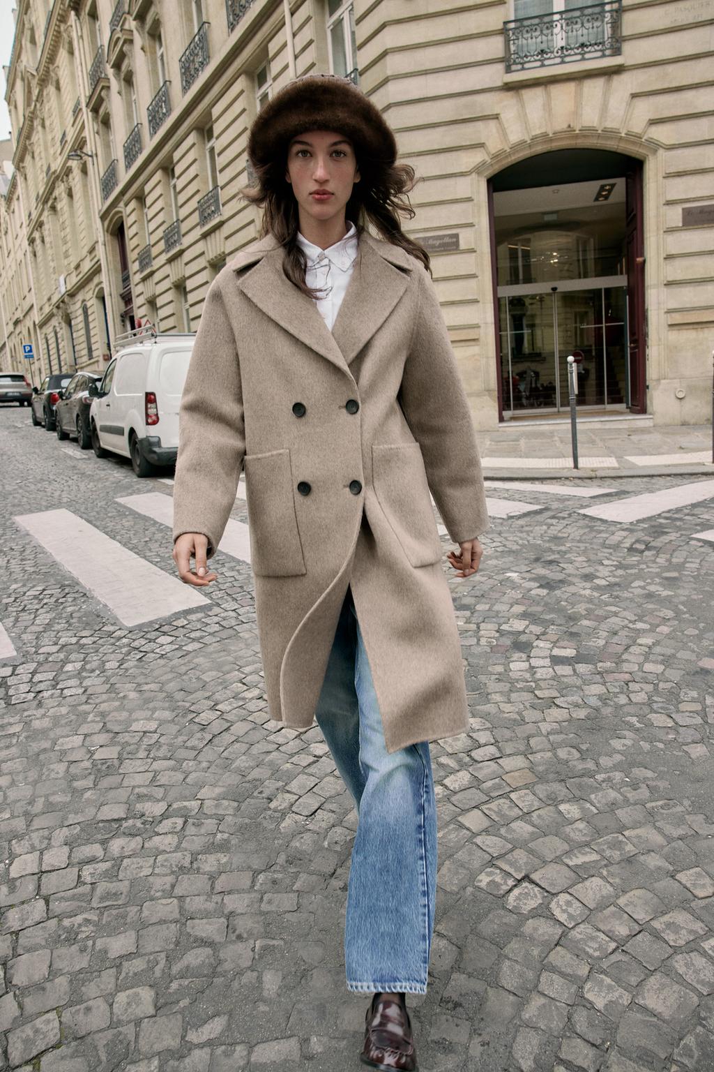 ДЛИННОЕ ДВУБОРТНОЕ ПАЛЬТО С ШЕРСТЬЮ