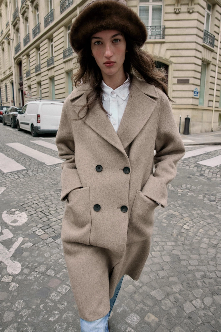 Пальто из шерстяной смеси с двубортной застежкой