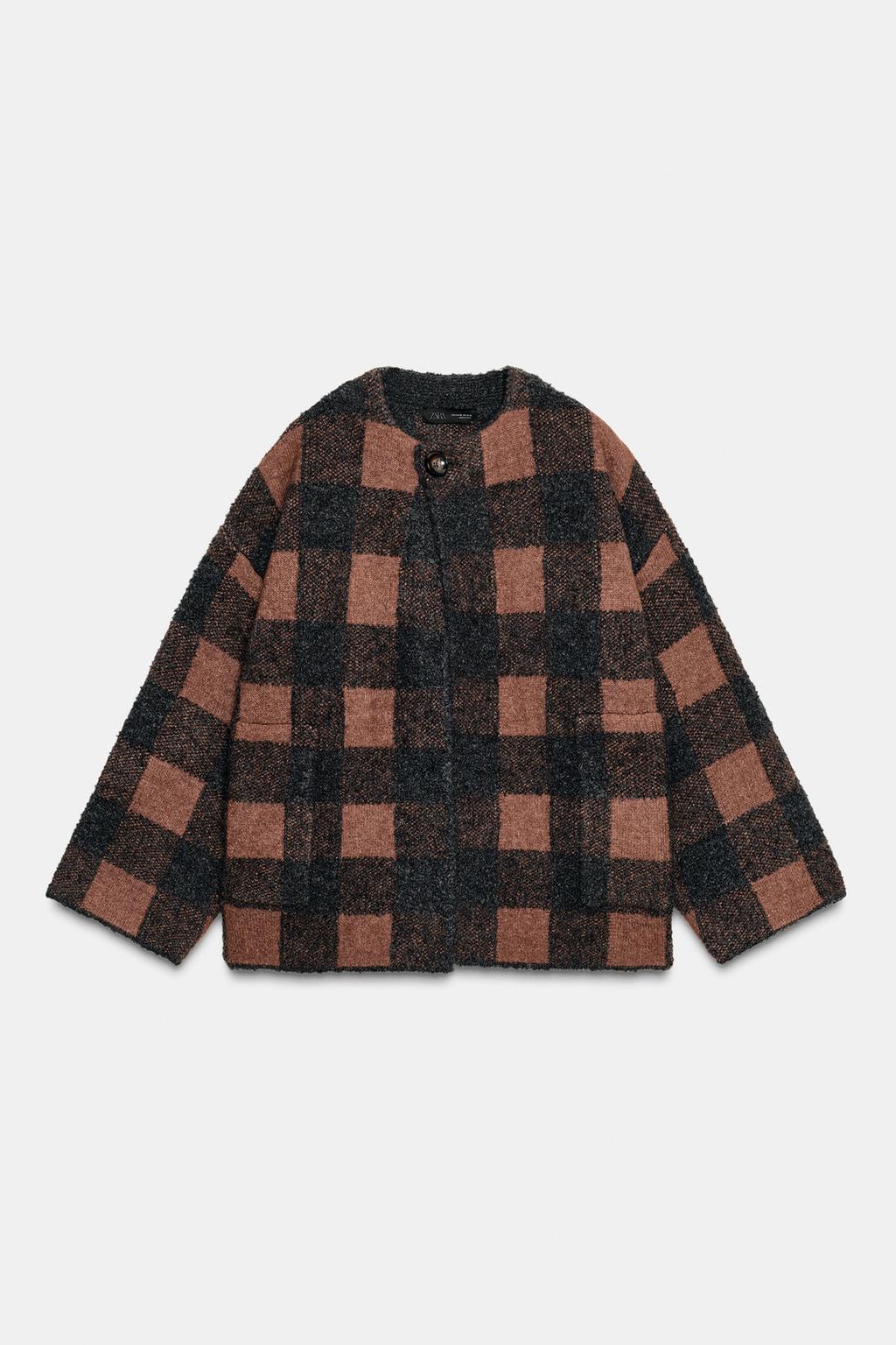 ТРИКОТАЖНОЕ ПАЛЬТО В КЛЕТКУ