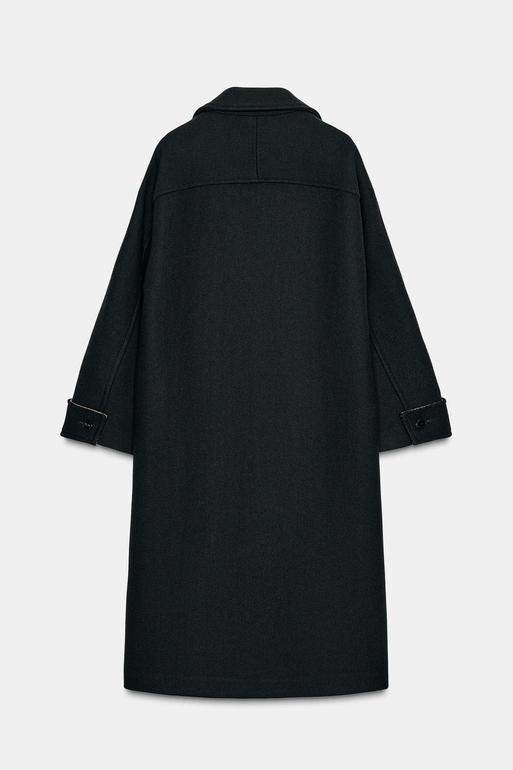 ПАЛЬТО ОВЕРСАЙЗ ИЗ ШЕРСТИ С КОНТРАСТНЫМИ МАНЖЕТАМИ