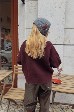 Burgundy | 2142/263/681 - Zara Мягкий трикотажный свитер с высоким воротником