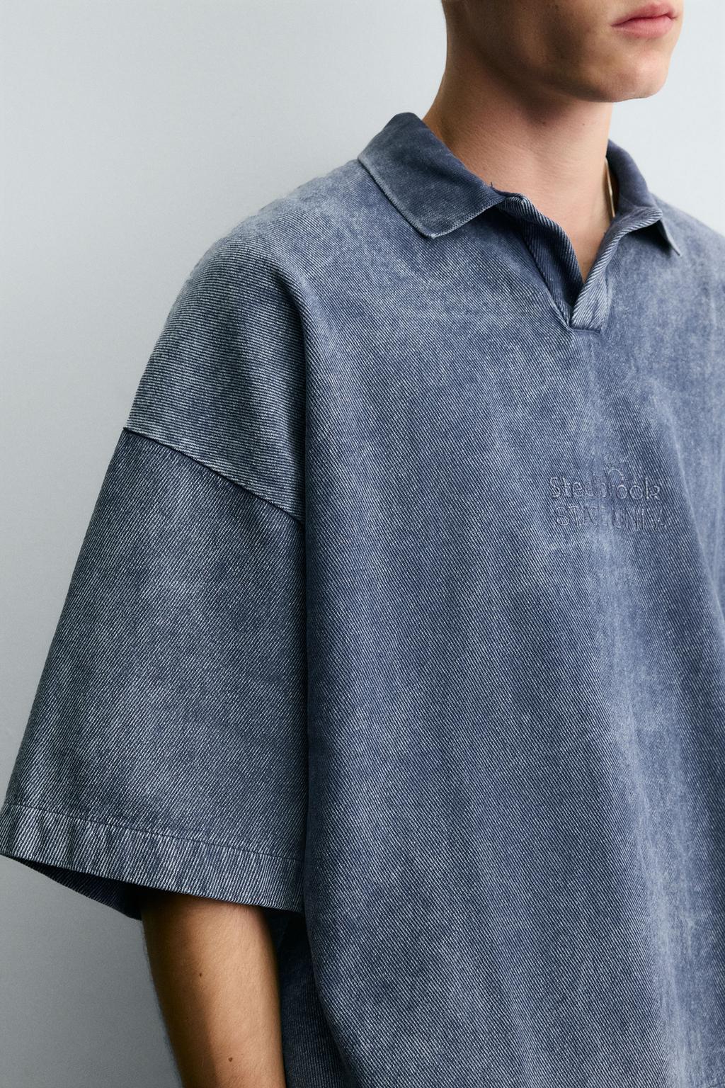 ПОЛО СТРУКТУРНОЕ, С ЭФФЕКТОМ ПОТЕРТОСТИ