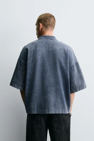 Поло структурное, с эффектом потертости