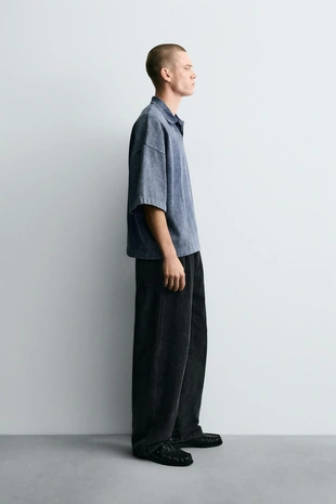 Поло структурное, с эффектом потертости