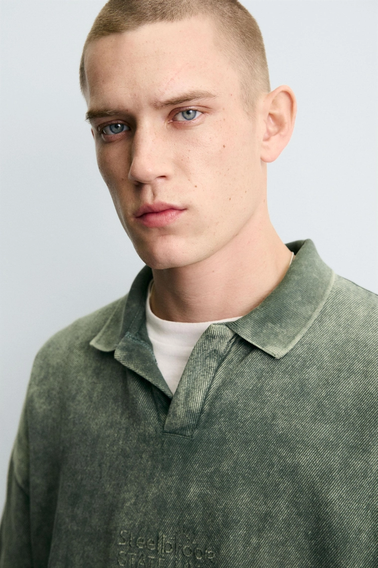 Поло с текстурой и эффектом потертости