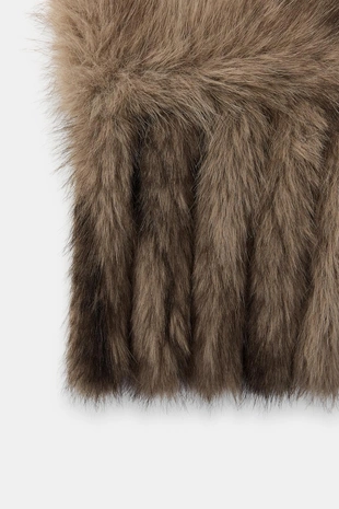 Однотонный длинный шарф из искусственного меха с бахромой- Заказать в России